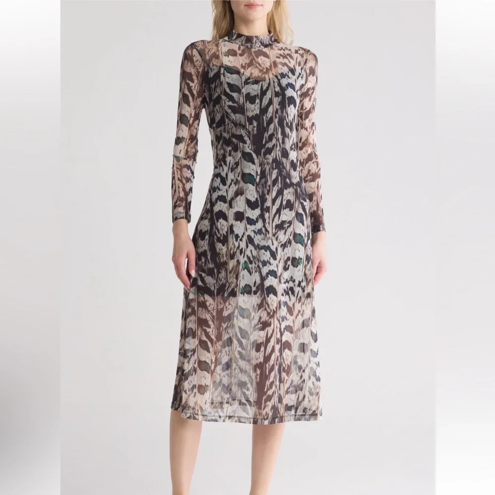 NWT AllSaints Hanna Ines Long Sleeve Mesh Midi
Dress Size 6 - Picture 1 of 10